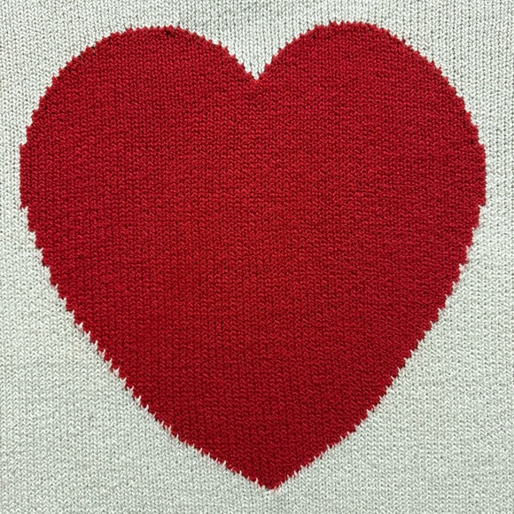 LOFT red heart beige long sleeve sweater size M - Picture 6 of 12